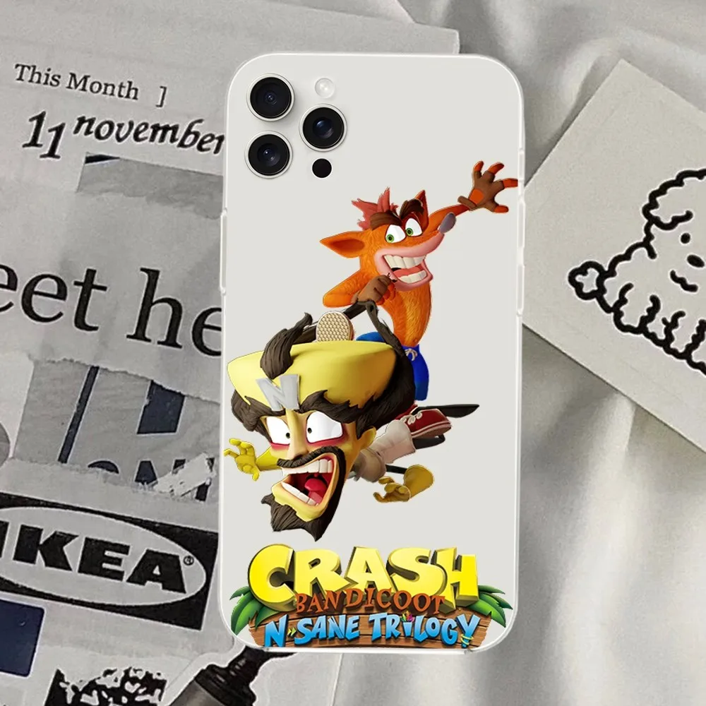 Чехол для телефона Game C-Crash B-Bandicoot iPhone Mini Plus 11 13 12 14 15 8 Pro XS Max X SE XR прозрачный корпус
