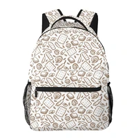 2022 women shoulder bag seamless pattern biscuit butter chocolate ears corn school bag for teenage girl backpacks travel bag