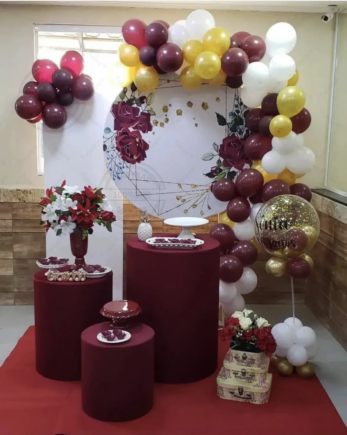 

83PCS Disney Roses Romantic Burgundy Latex Ball Garland Arch Set Wedding Promotion Ceremony Baby Birthday Decoration Party Props