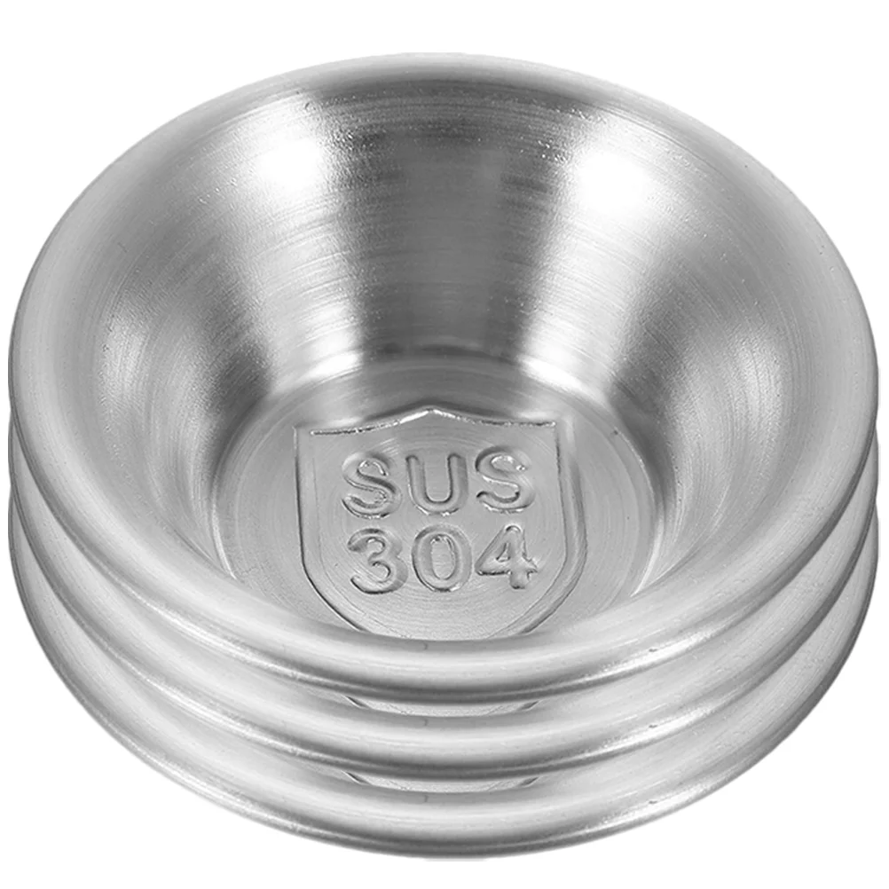 

3Pcs Household Condiment Cups Stainless Steel Sauce Cups Convenient Dipping Bowls