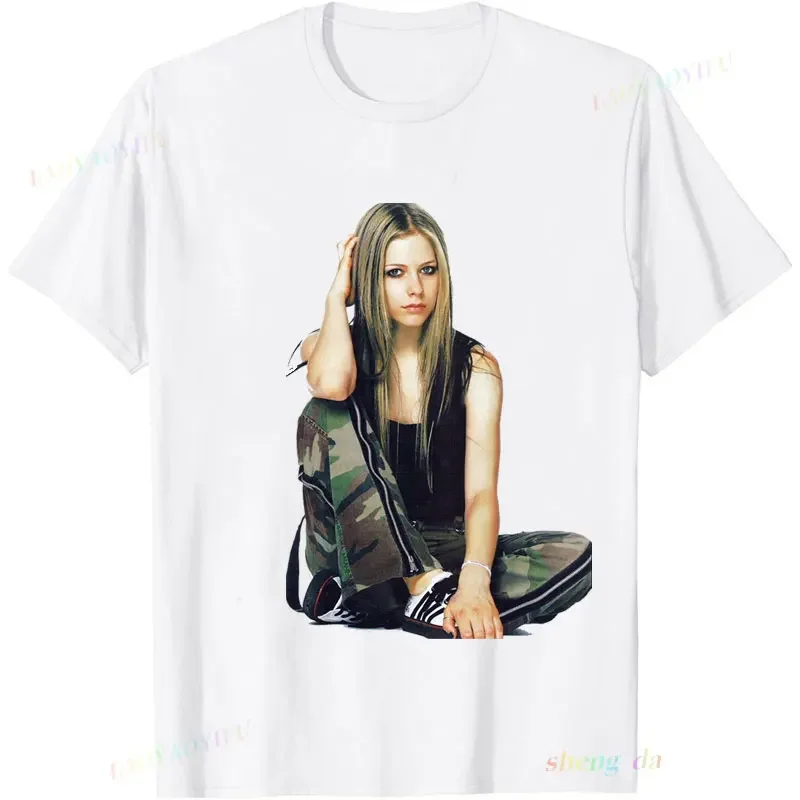 Повседневные свободные новые футболки футболка унисекс Playeras Avril Lavigne хлопковые