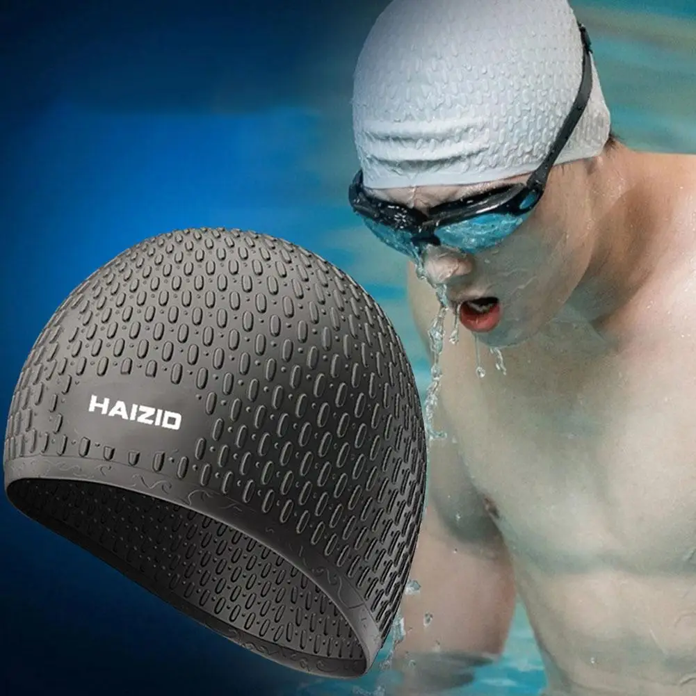 

Water Drop Ear Protection Swimming Cap Silicone Diving Pool Hair Waterproof Cap Anti-adhesive Hat Summer Swim Swimming Hats P1Z0