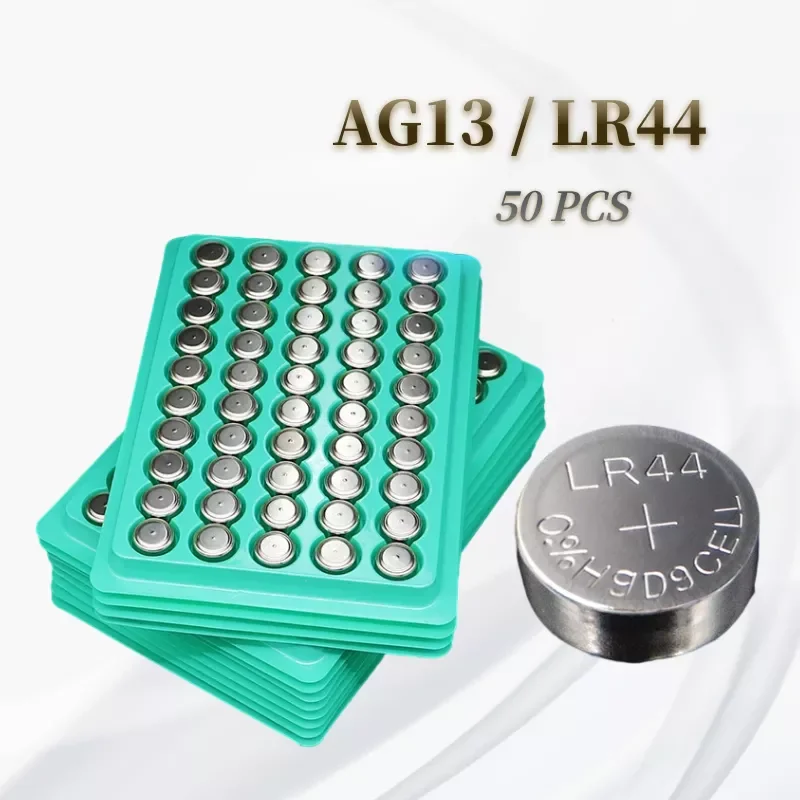 

50pcs LR44 AG13 L1154 357 SR44 1.55V Zinc Manganese Button Battery Watch Toys and Electronic Products