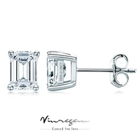 vinregem 925 sterling silver 18k white gold moissanite pass test diamond stud earrings fine jewelry for women gift drop shipping
