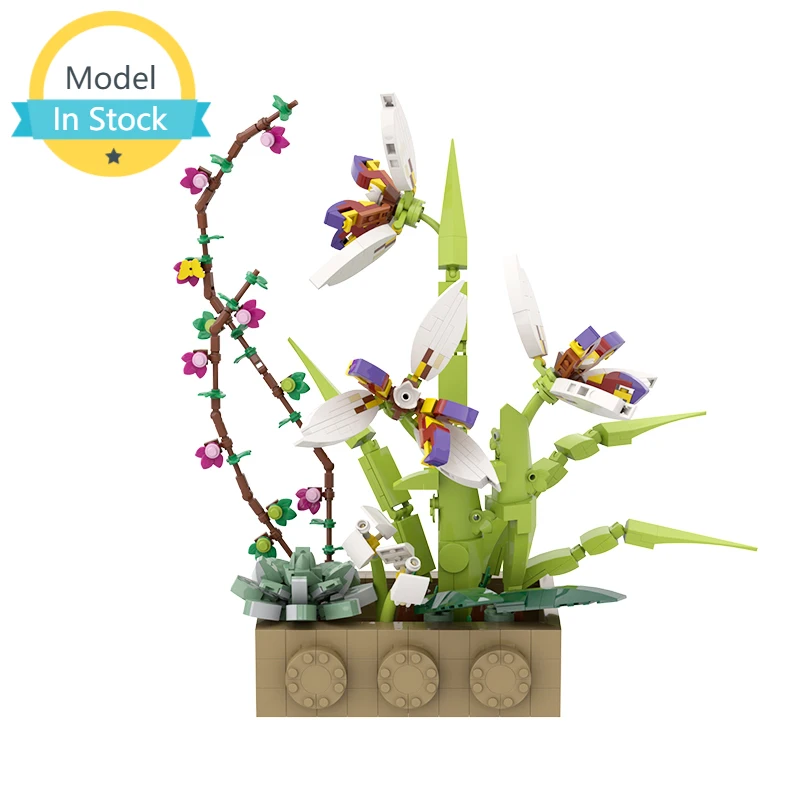 

Конструктор MOC «Орхидея бонсай», набор строительных блоков различной формы, украшение для семьи, цветок, трава, кирпич, детская игрушка в под...