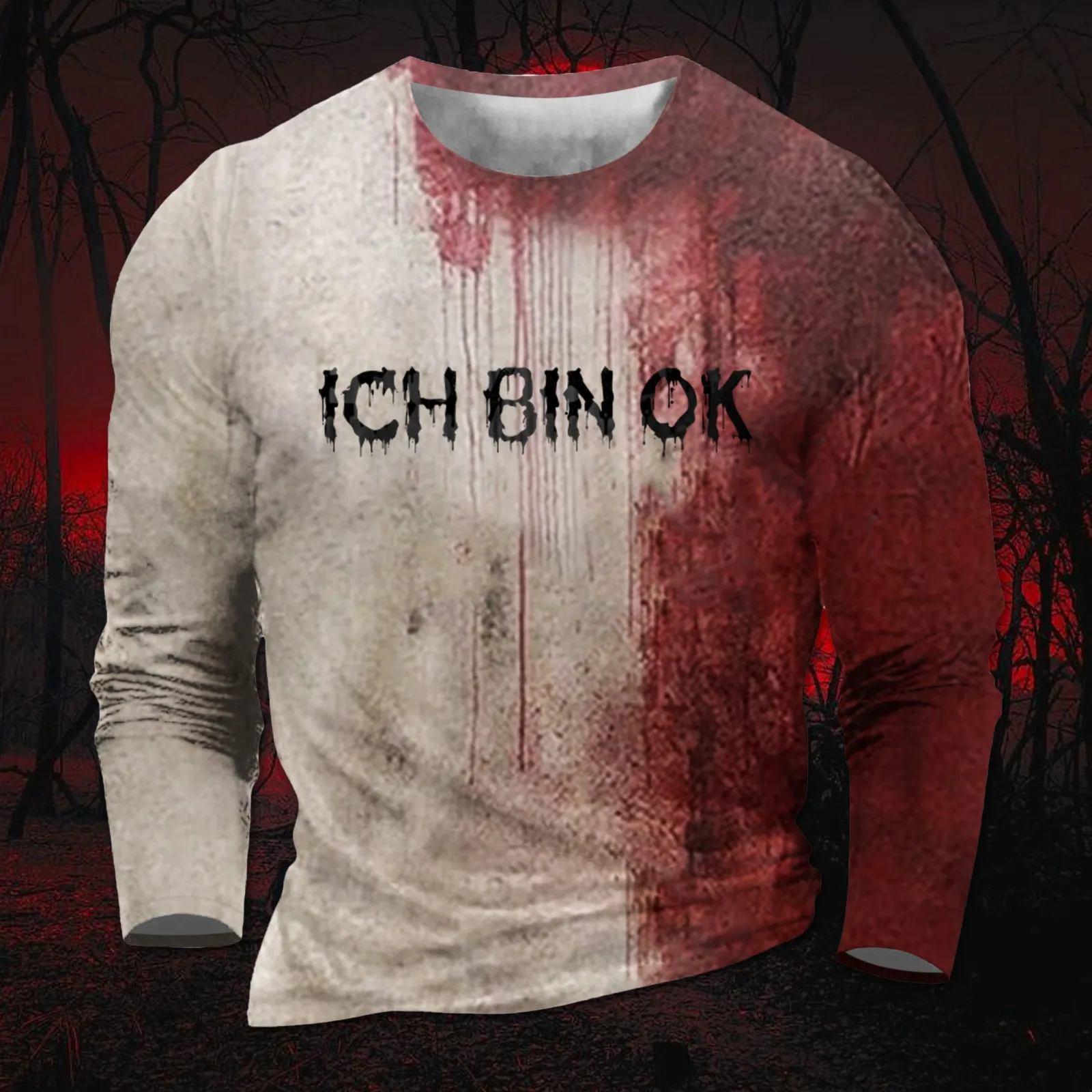 Мужская Повседневная футболка с принтом на Хэллоуин кровавый ужас и принт модная