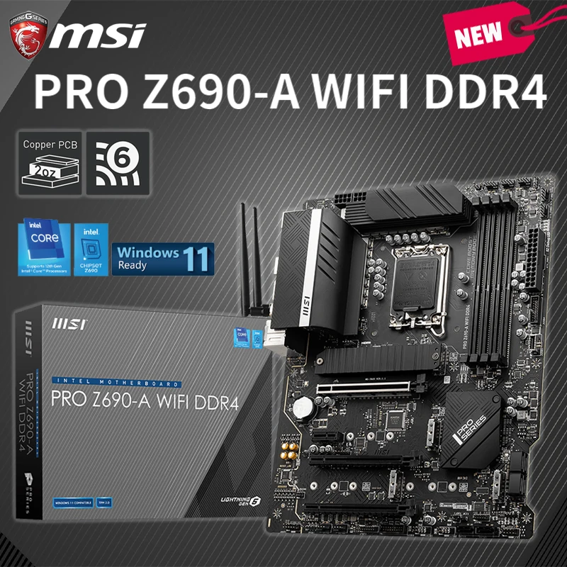 

MSI PRO Z690-A WIFI Mainboard 4 X DDR4 128GB 6400MHz LGA 1700 6x SATA 4x M.2 Supports 12th Gen Intel Core GAMING Motherboard NEW