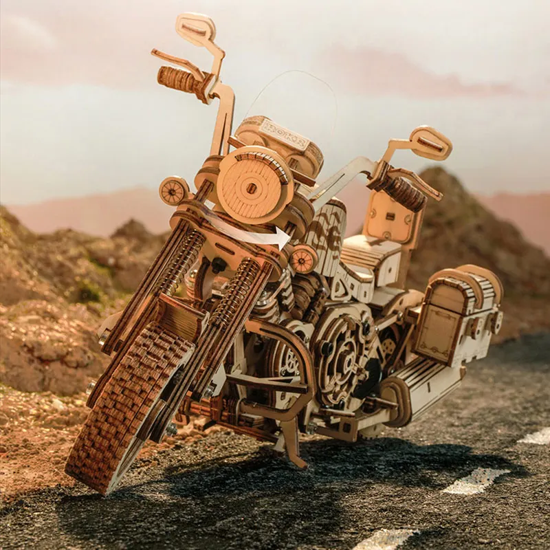 

DIY Assembled Cruise Motorcycle Retro Desktop Decoration Creative Wooden Toys Model Building Block Kits Gift For Kids 420 PCS