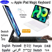 Magic Keyboard for iPad Pro 11 12.9 2021 2020 2018 Air 4 5 10.9 2022 Case Keyboard Hebrew Spanish Russian Korean AZERT Arabic