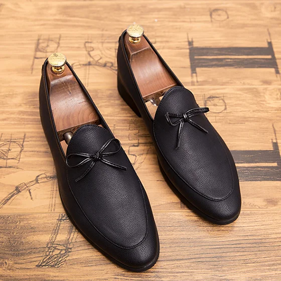 

Spring Loafers Male Beanie British Business Casual Slip-on Leather Shoes Breathable Young Hair Stylist Formal Shoes