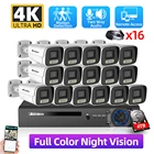 Камера видеонаблюдения POE, Комплект охранной системы безопасности, 16 каналов, POE, 8 Мп, NVR, 4K, наружная, HD, цветная, с функцией ночного видения, комплект IP-камер