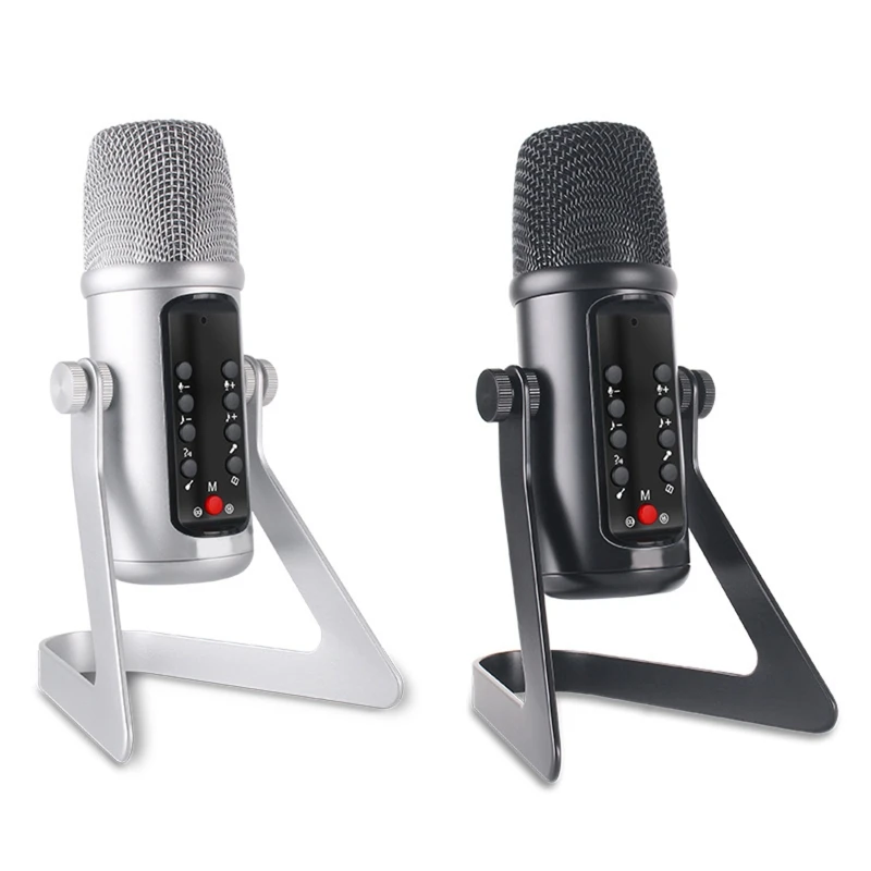 

USB Condenser Microphone RGB High Sampling Rate Noise Reduction Monitoring Lossless Sound Quality Wired Mic with Desktop E8BE