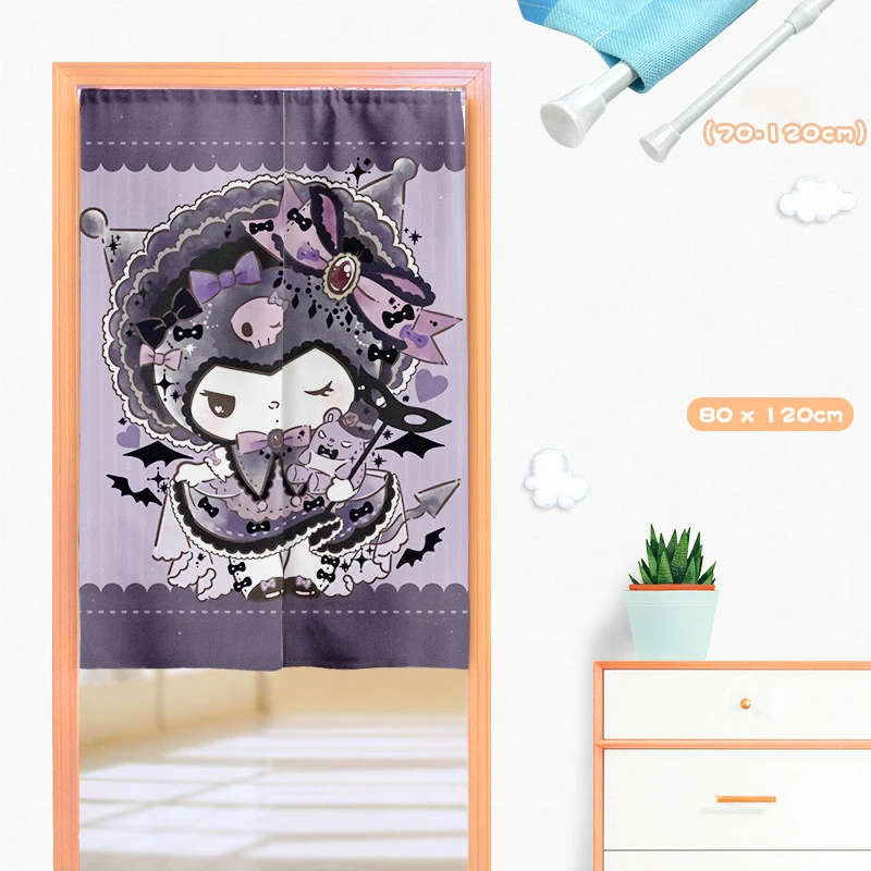 

Занавеска Kawaii Kuromi Sanrio мультяшная простая дверная занавеска разделительная мягкая Портьера шторы для спальни солнцезащитный козырек кухонные принадлежности для дома