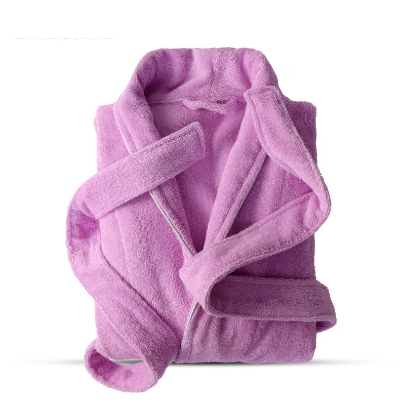 Turn Down Collar Women's Bathrobe 100% Cotton Ladies Autumn Terry Robe Long Sleeve Absorb Water Homewear Towel Robe For Female