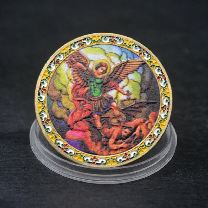 

Saint Michael Challenge Coin Guardian Angel of Police Officer Patron Saint of Law Enforcement Prayer Commemorative Coins