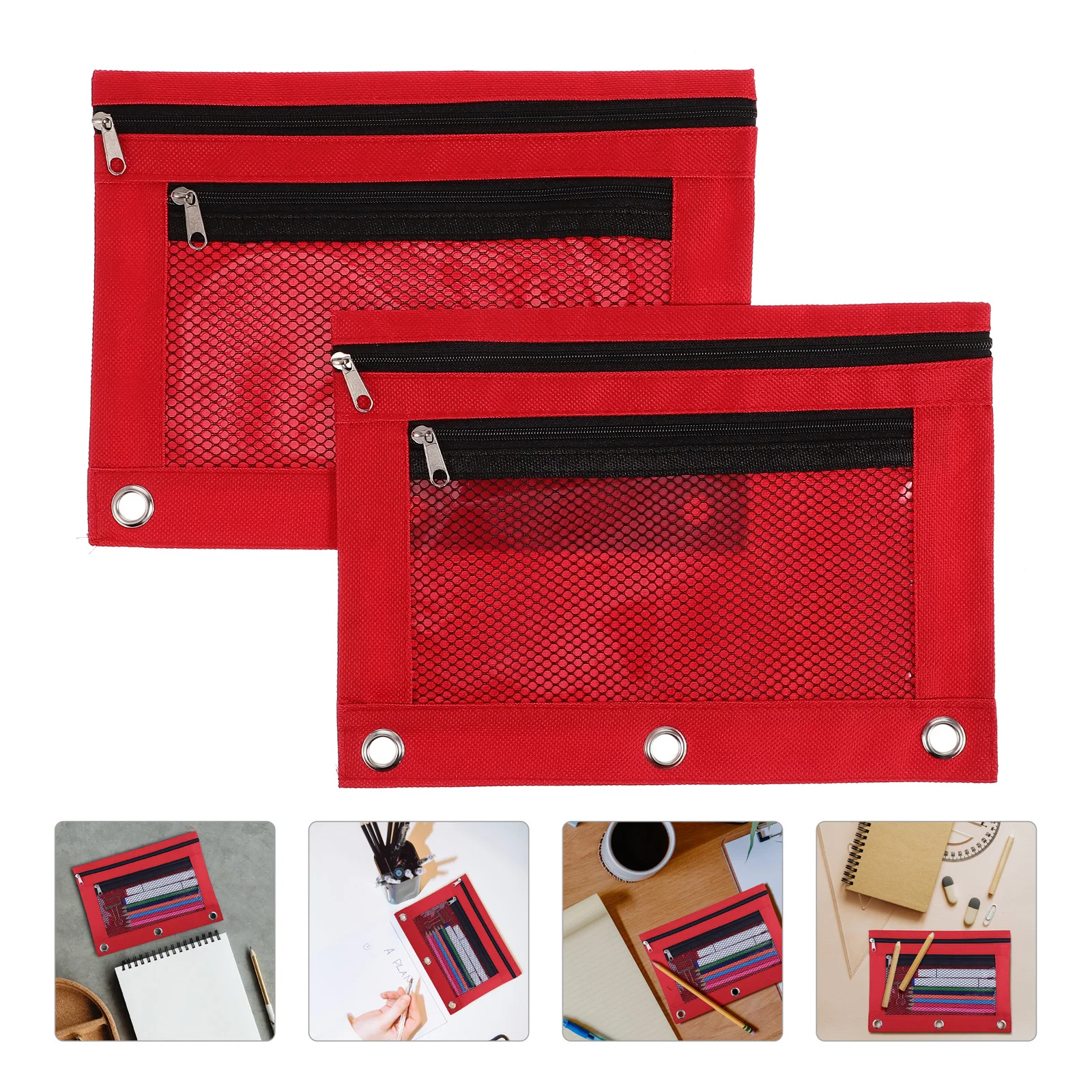 

Binder Case 3-rings Cases Three-holes Pouches Window Portable Bag Container