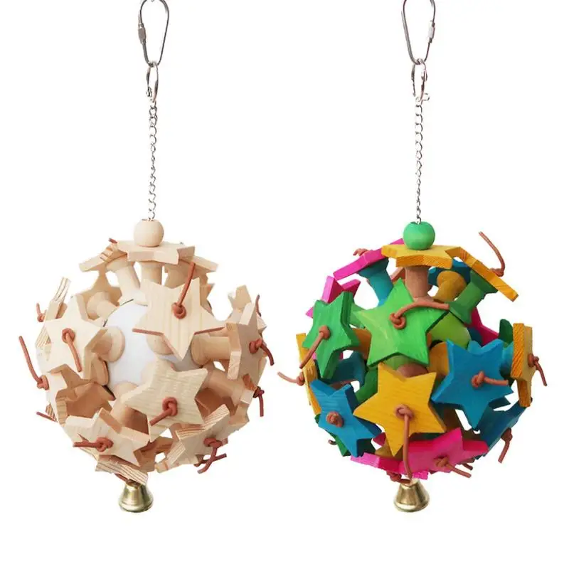 

Parrot Cage Bite Toys Wood Bite Cage Bird Parrot Toys Wear Resistant Wooden Block Foraging Accessories For Cockatiels Finches