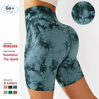 seamless tie dyed yoga shorts gym running workout tights sports shorts womens high waist elastic butt lifting fitness pants