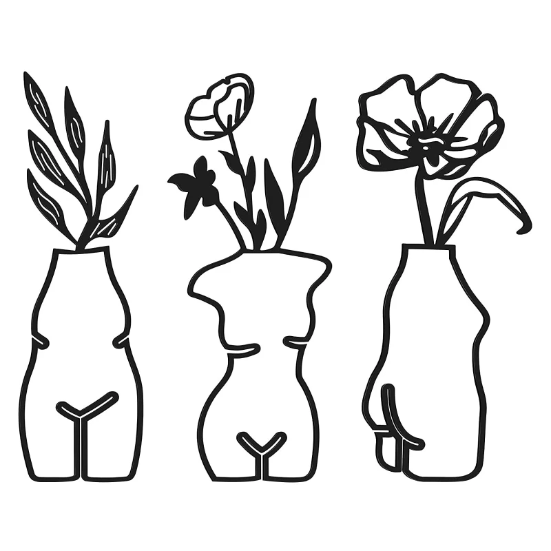

Vase Flowers Wall Arts Modern Abstract Female Single Line Minimalist Decor