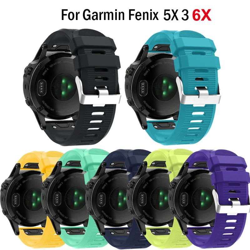 

26mm Quick Release EasyFit Silicone Watchband WristStrap For Garmin Fenix 6X 5X GPS Fenix3 3HR d2bravo quaitx3 Smart watchstrap