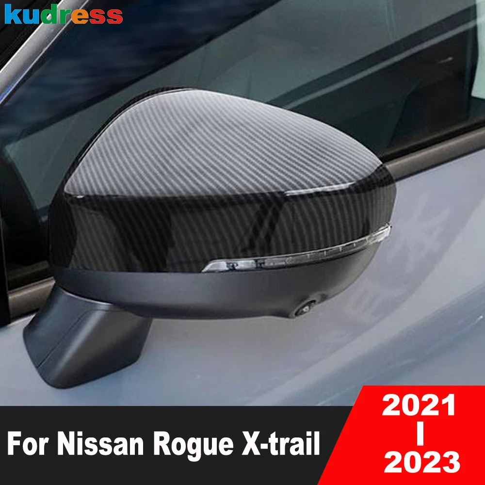 

Rearview Mirror Cover Trim For Nissan Rogue X-trail 2021 2022 2023 Carbon Fiber Car Side Wing Mirrors Covers Cap Accessories