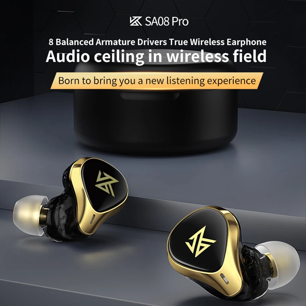 

KZ-SA08 Pro TWS True Wireless Earphones Balanced Armature Wireless Headphone Noise Cancelling Bluetooth-compatible 5.2
