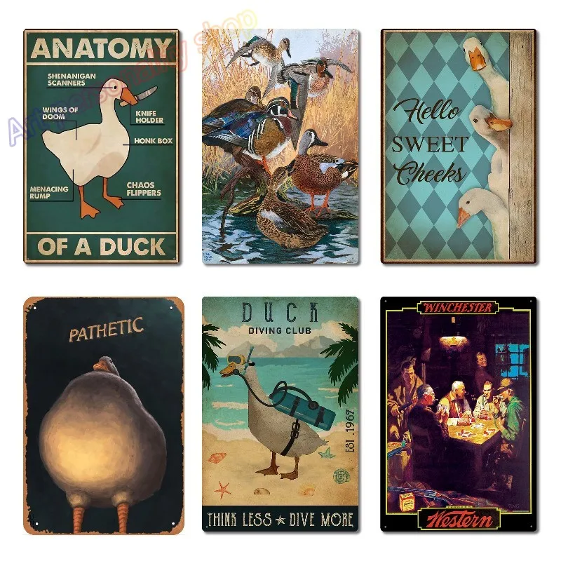 

Знания о утке, металлический жестяной знак, анатомия утки, Ретро стиль, кухня, ванная комната, домашнее искусство, Настенный декор, табличка, ...