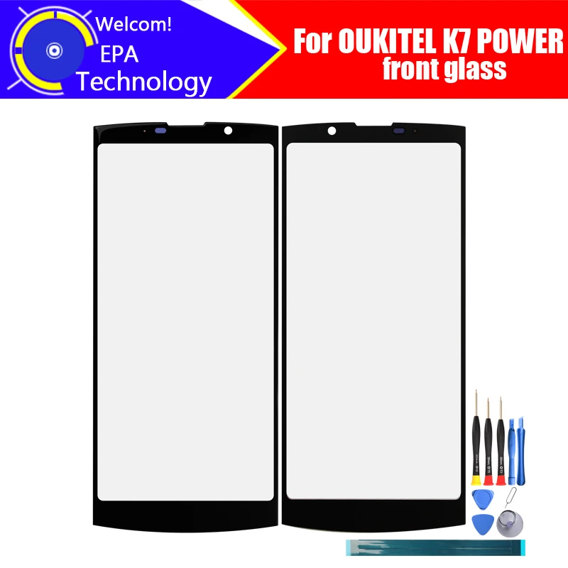 

OUKITEL K7 POWER Передняя стеклянная линза для экрана, 100% оригинальный передний сенсорный экран, внешнее стекло для K7 POWER Phone + Инструменты + клей