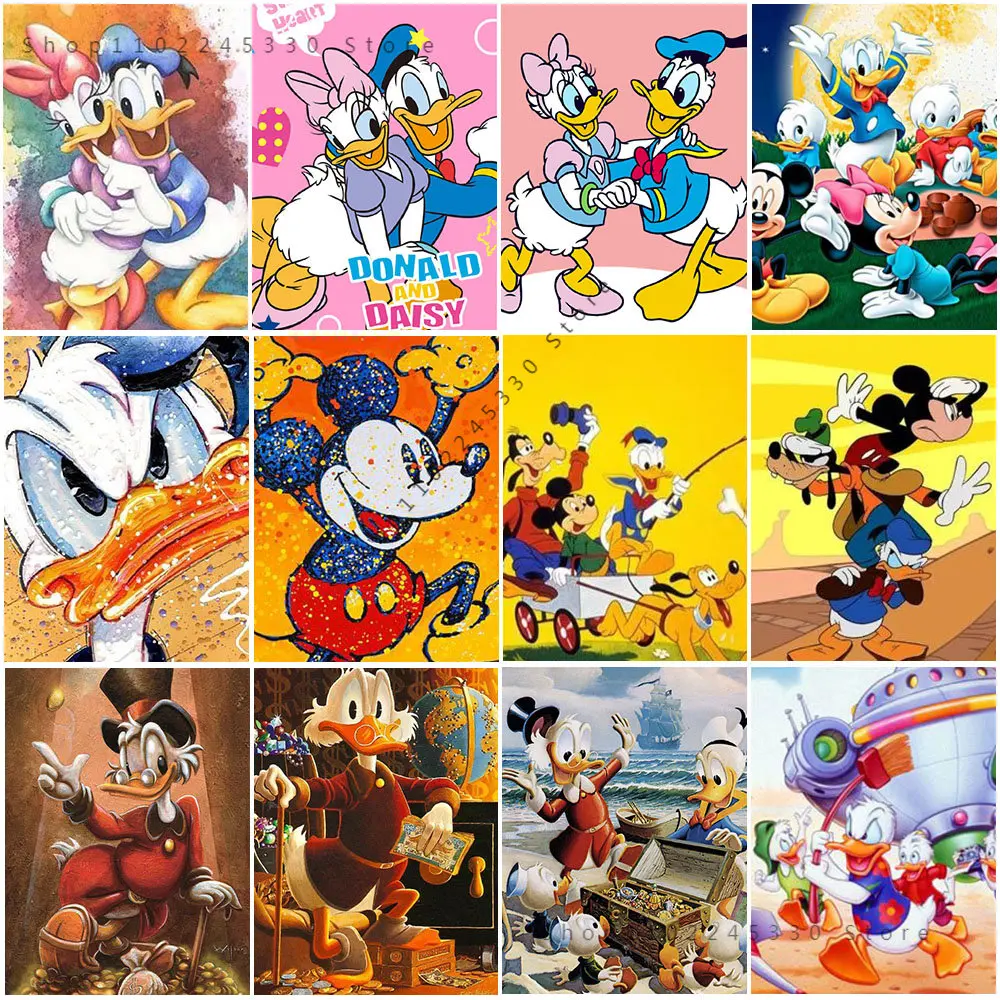 

Картина на холсте Disney, Мультяшные персонажи Микки, Дональд Дак, ромашки, настенное искусство, Детские Подарочные плакаты и принты, декор для гостиной