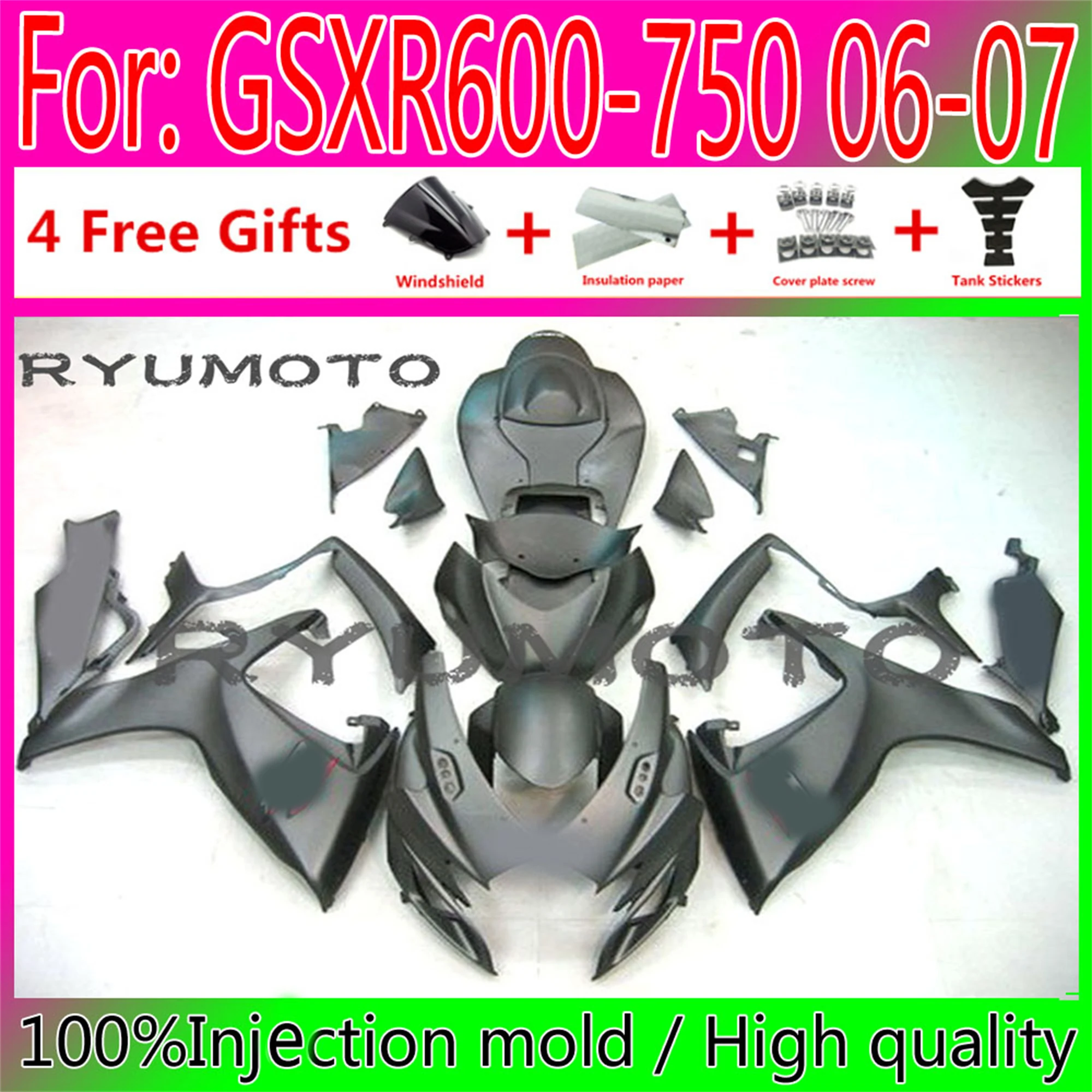 

New Motorcycle Injection Fairing Bodywork For Suzuki GSXR600 06 07 GSXR750 2006 GSX-R750 2006 - 2007 K6 Fairings gray