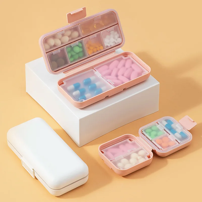 

5/8 Grids Organizer Container For Tablets Travel Pill Box With Seal Ring Sealed Organizer Container Portable Medicines Case