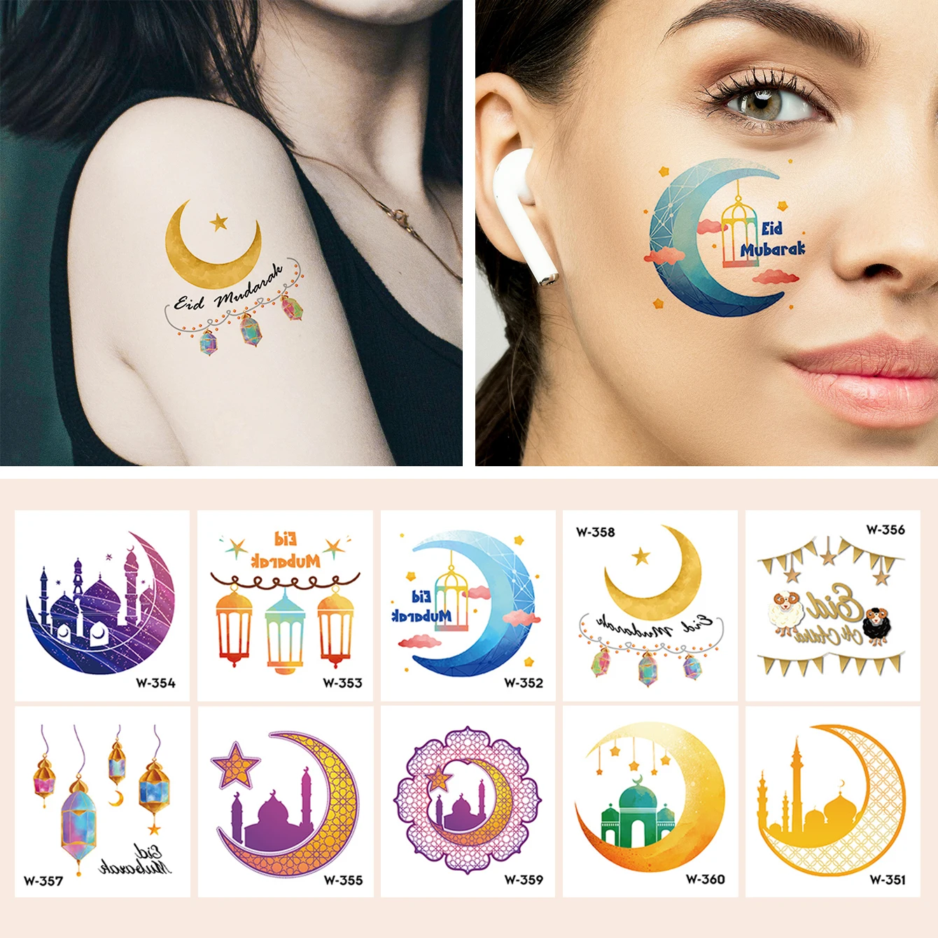 Водостойкие Временные Татуировки-наклейки 10 Шт. Яркая Луна Звезда Овца