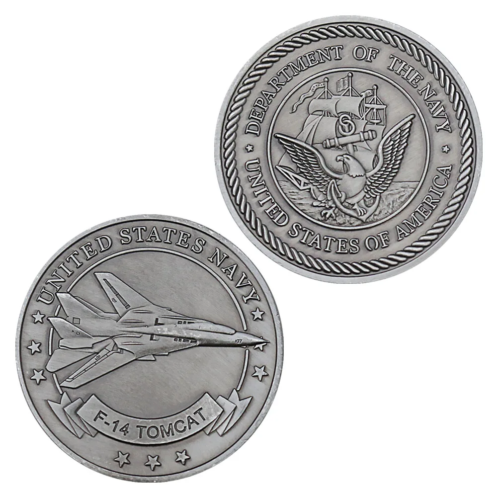 

United States Navy F-14 Tomcat Fighting Aircraft Souvenir Coin Department of The Navy Silver Plated Commemorative Coin