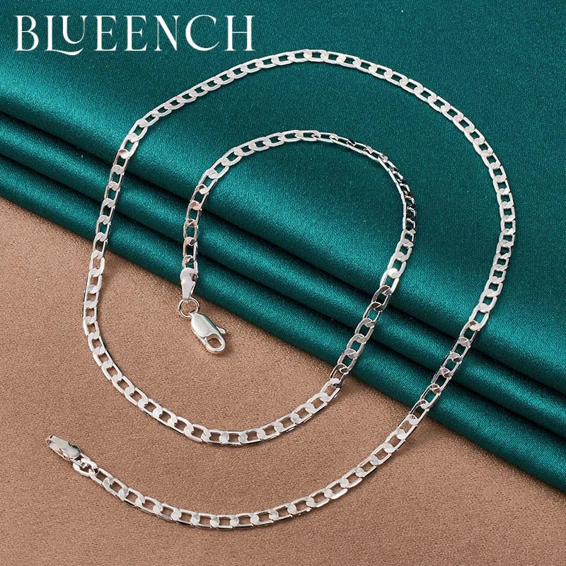 

Blueench 925 Sterling Silver Checkered Simple Necklace for Women Men Party Fashion Glamour Jewelry