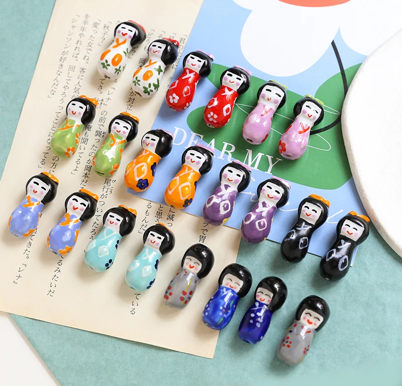 6 шт. ручная роспись милая благословение кукла керамическая перфорированная