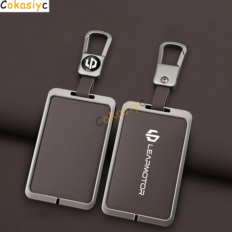 Фото Автомобильный смарт-карта NFC, чехол для ключей для Leapmotor C10 C11 C16, кожаный защитный держатель из цинкового сплава, Kychain, автоаксессуары №1