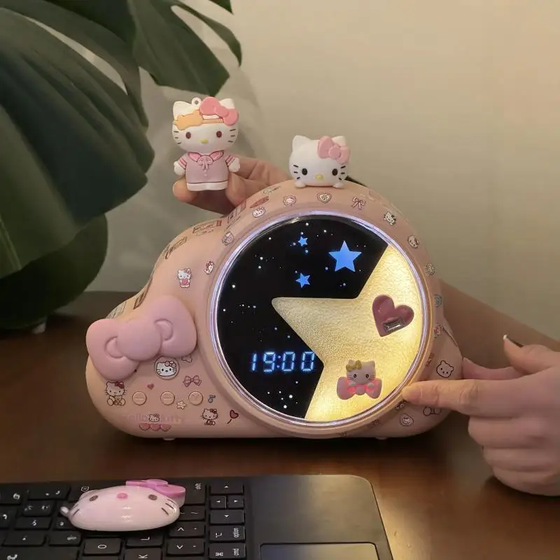 Bluetooth-Колонка Hello Kitty часы лампа стерео звук качественный Настольный беспроводной