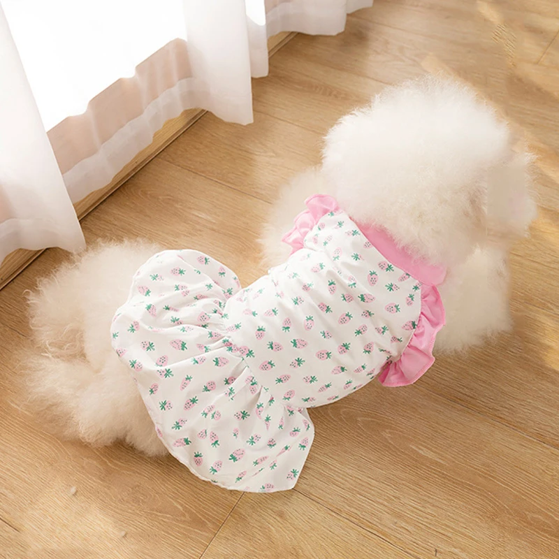 

Strawberry Dress Pet Clothing Dogs Cat Fruit Sling Dog Clothes Cat Costume Thin Cute Summer Pink Princess Dress For Small Dogs