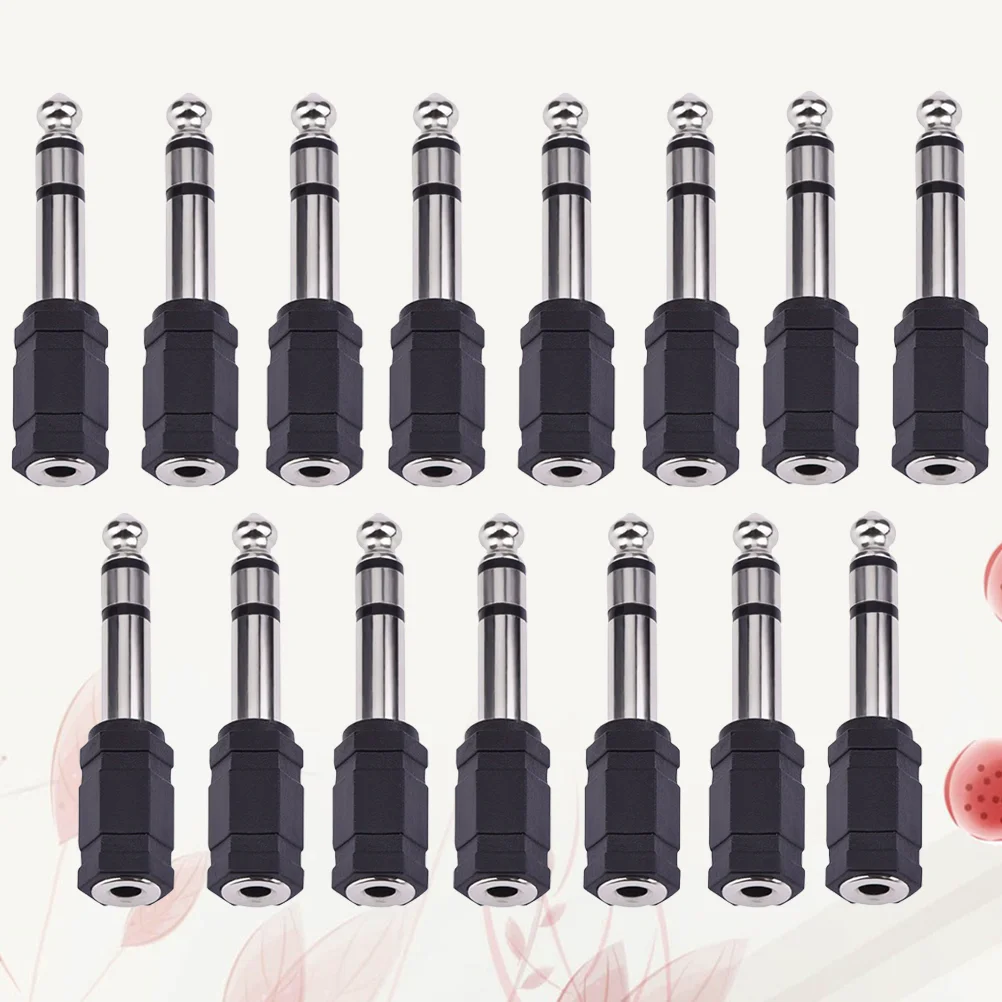 

15pcs 65mm To 35mm Jack Audio Sound Mixer Microphone Connector Cable Connectors Adapter Plug for Mixer Mixing Console (Black)