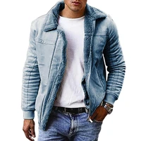 solid warm velvet long sleeve composite jackets coat men vintage turn down collar zip up coats winter fashion streetwear