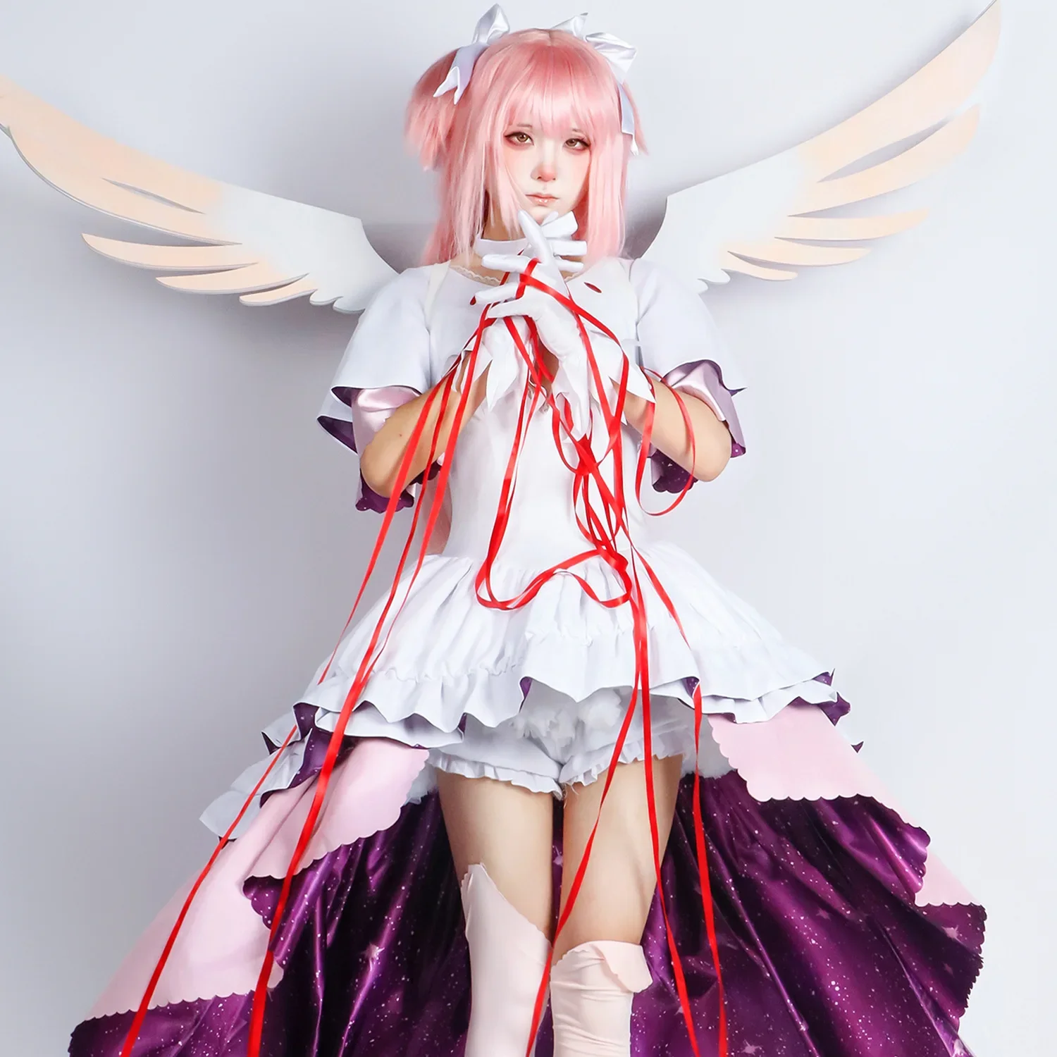 Kaname Madoka Cosplay Costume Anime Puella Magi Magica Goddess Outfits Wig Shoes Halloween Carnival Role Play Dress Women