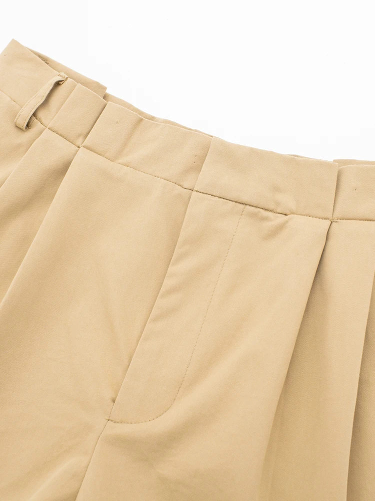 PAILETE Women 2023 fashion front pleats side pockets bermuda shorts vintage high waist zipper fly female short pants mujer