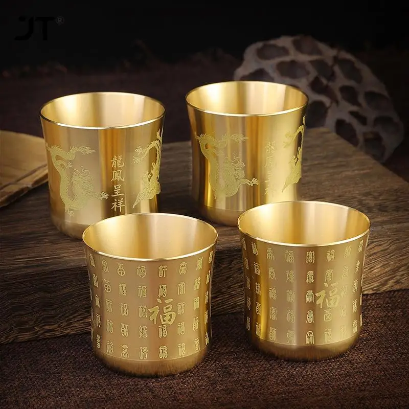 

Brass Tea Cups Tea Mug Homeware China Antique Bar Drinkware Ancient Teacup for Drink Tea Coffee Tabletop Home Office Decor