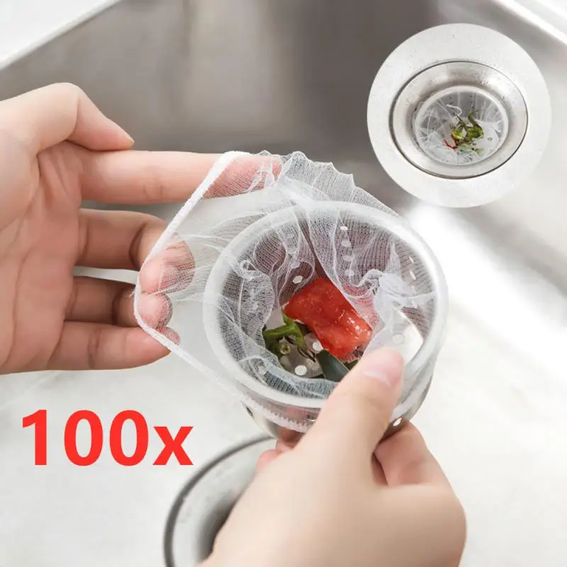 

100pcs Disposable Kitchen Sink Filters Sewer Drain Anti-blocking Garbage Bags Pool Leak Mesh Strainer Garbage Net Rubbish Bag