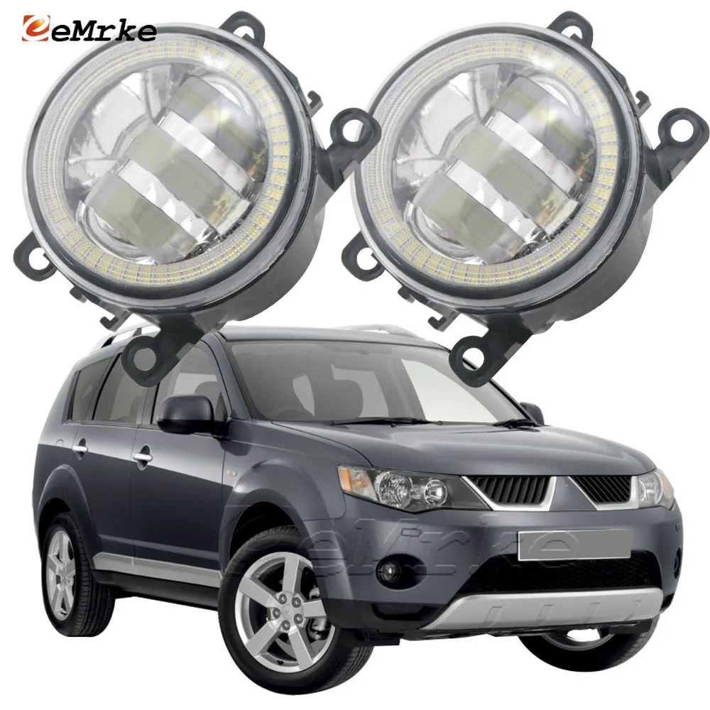 

2x Car Fog Lamp Assembly w/ Lens for Mitsubishi Outlander / Outlander XL 2007~2012 LED Angel Eyes DRL Daytime Running Lights