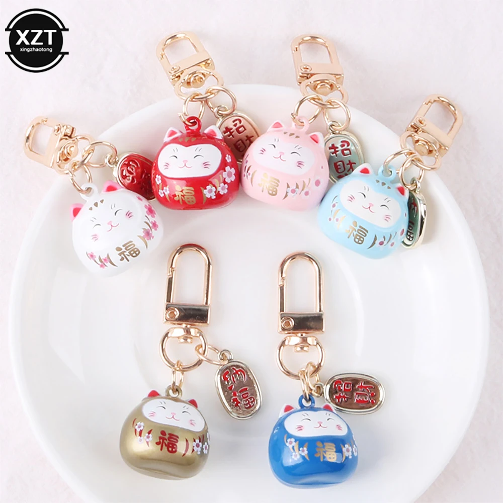 

Japanese Cute Lucky Cat Keychains Cartoon Lucky Cat Key Chains Car Bag Charm Ornaments Pendant Keyring Couple Gift