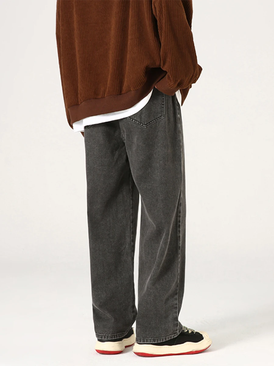 Four Seasons New Street Casual Loose Drawstring Jeans Men Loose Straight Casual Casual Drape Tide Brand Ins Wide Leg Long Pants