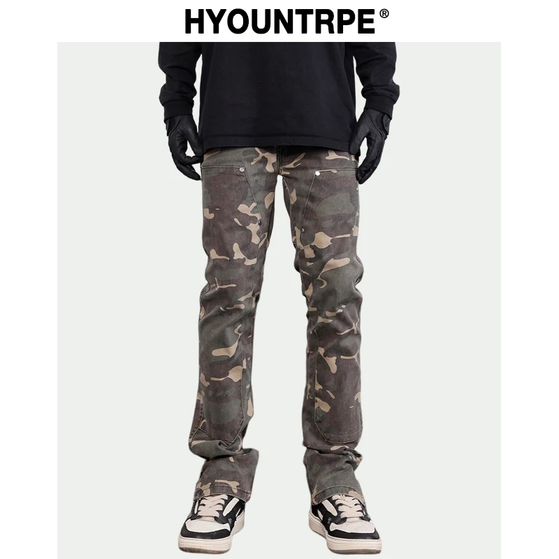 Mens Hip Hop Streetwear Denim Pants Fashion Camouflage Pants 2023 Harajuku Cotton Zipper Joggers Slim Fit Jeans Trousers Pants
