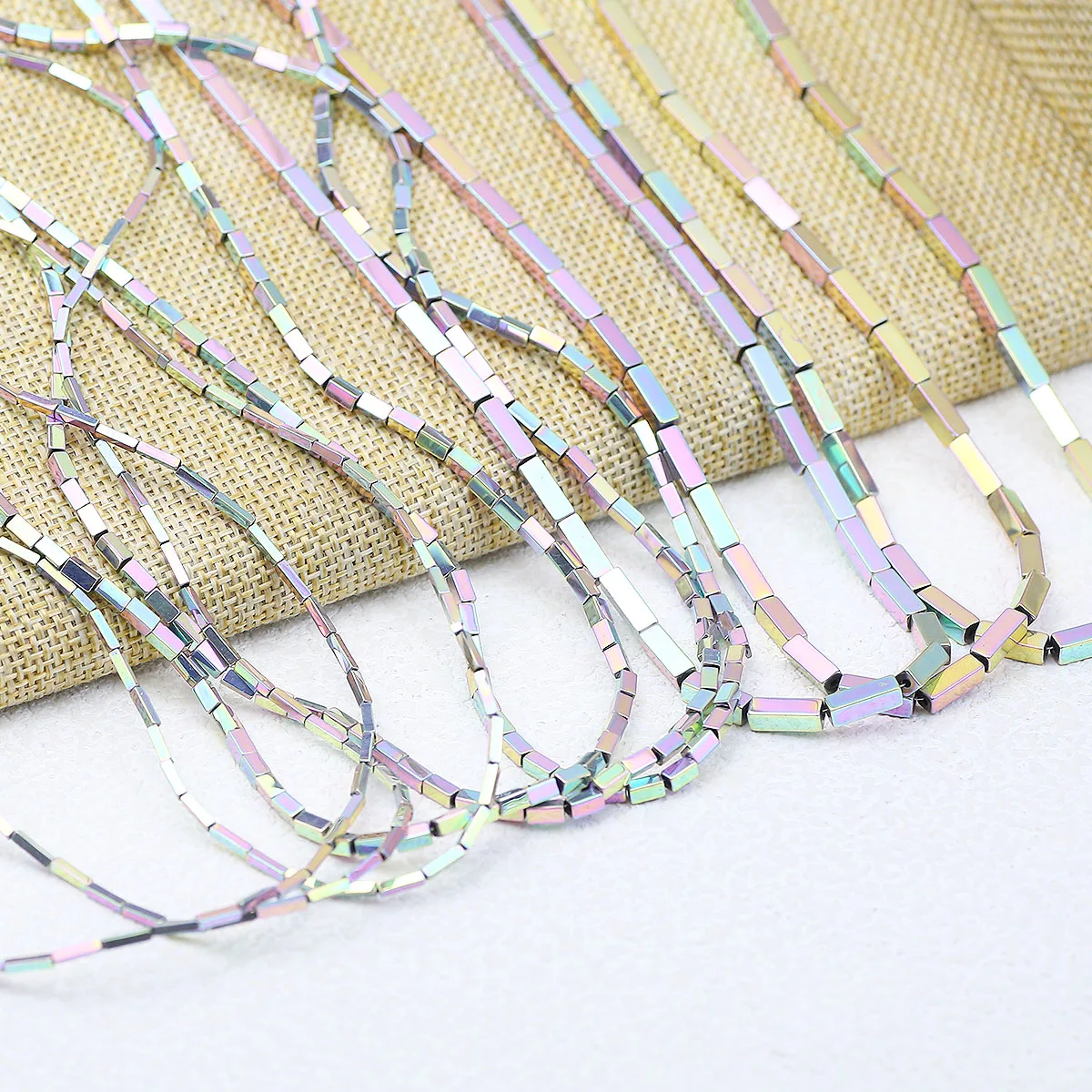 1/2/3 мм фиолетовый красочный прямоугольник с прямым отверстием гематитовый