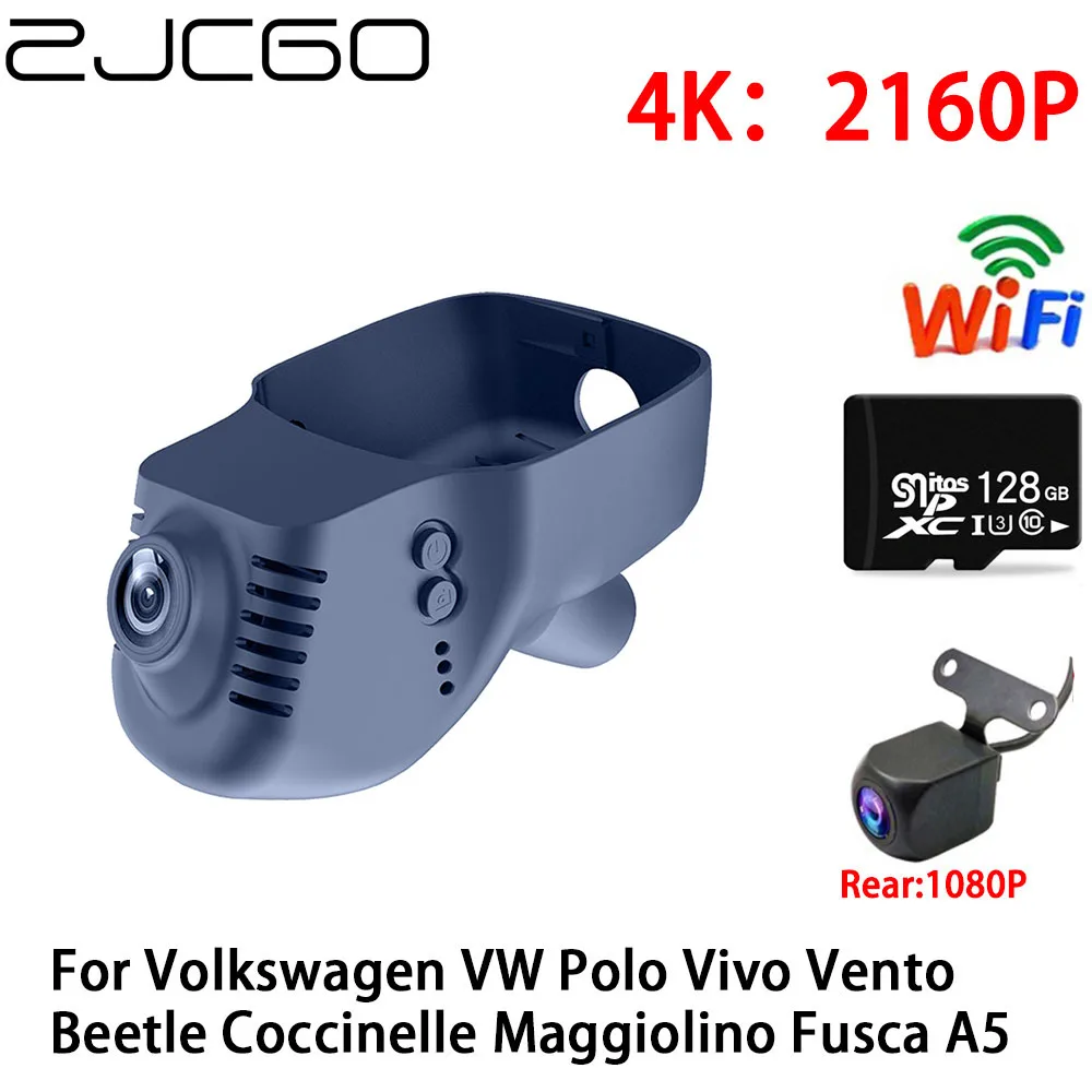 

ZJCGO 4K Car DVR Dash Cam Wifi Front Rear Camera 2 Lens 24h for Volkswagen Polo Vivo Vento Beetle Coccinelle Maggiolino Fusca A5